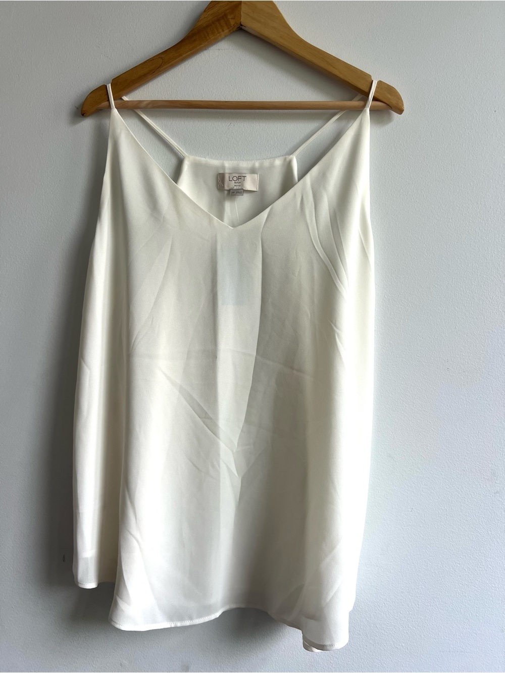 LOFT Business Casual Minimalist Cream V-Neck Satin Camisole